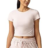 Colorfulkoala Workout Crop Tops for Women Short Sleeve Slim Fitted Basic Tees Crew Neck Ruched Casual Yoga T Shirts