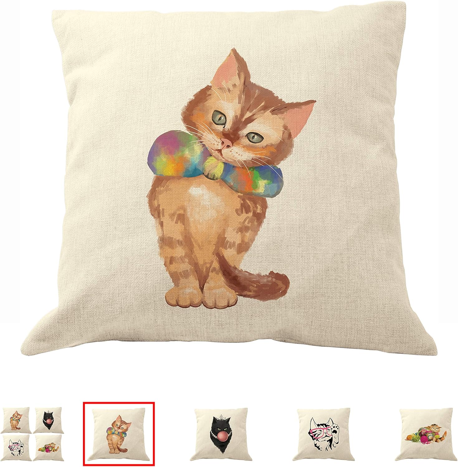 DrupsCo 18”x18” Calico Cat Pillow Covers, Decorative