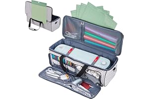 HOMEST Carrying Case with Mat Pocket for Cricut Maker 3, Cricut Explore Air 2, Cricut Maker, Cricut Explore 3, Large Front Pockets for Accessories and Supplies, Ripple