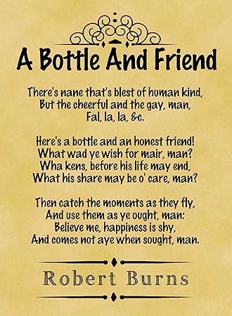 Amazon Com Size Parchment Poster Classic Poem Robert Burns A Bottle And Friend Prints Posters Prints