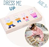 Jaques of London Safe Wooden Puzzle Rabbit Family Dress Up 72 outfits UKCA view 2
