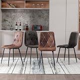 Artist Hand Set of 4 Dining Chairs Grey Faux Suede Upholstered Seats Solid view 8
