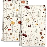 Miss Adola Microfiber Kitchen Towels - Set of 2 Dish Towels for Kitchen 18 x 26 Inch Home Decoration Grow Flower Cute Spring Hand Towels Soft & Absorbent Aesthetic Design