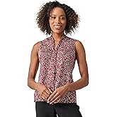 Kasper Women's Petite Sleeveless Tie Front Blouse, Fire Red Multi