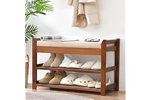PETKABOO Shoe Rack Bench with Cushion, Shoe Rack for Front Door Entrance, Shoe Bench with Storage for Entryway Hallway Bedroo