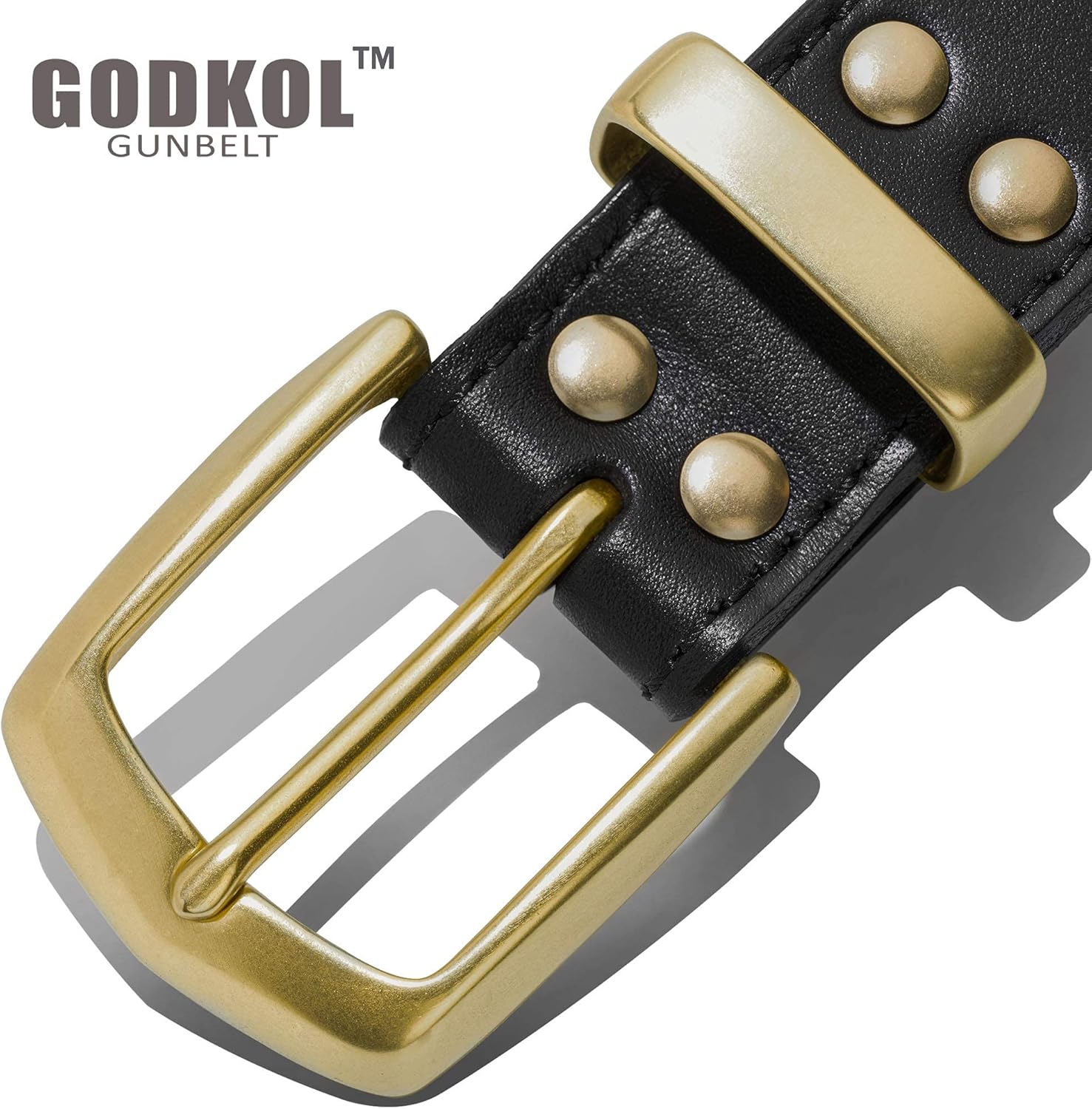 GODKOL Leather Gun Belt with Steel Core, Gun Belts for Men, Tactical Concealed Carry Belt CCW: Clothing