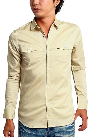Amazon インプローブス シャツ 長袖 ストレッチ ツイル スリムシャツ