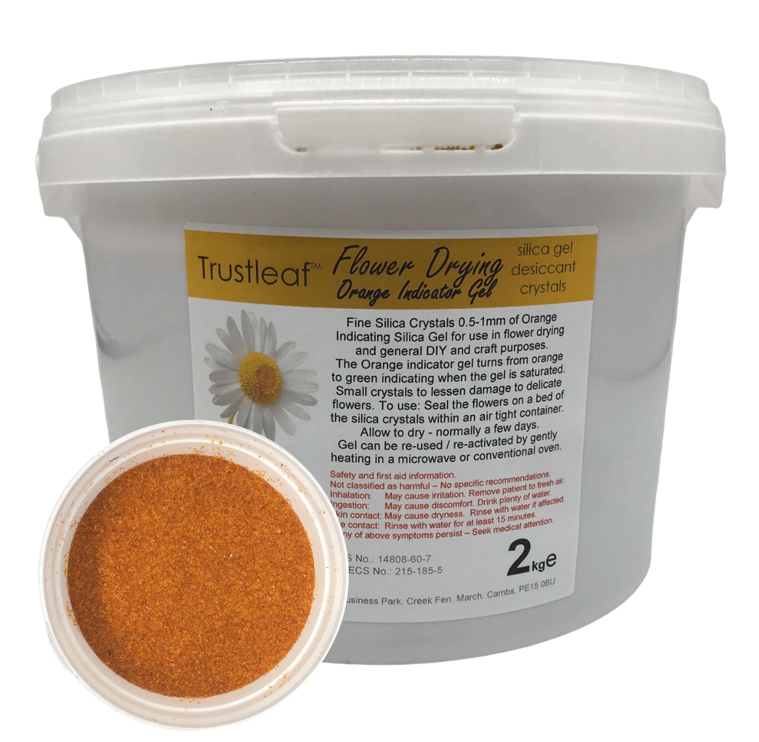 Trustleaf Flower Drying Orange Indicator Silica Gel Grains 0.5-1mm (2kg / 4.4lbs F-Or TUB)