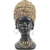 Smadeer African Statue and Sculpture for Home Decor, Women Figurine in Antique Gold Color