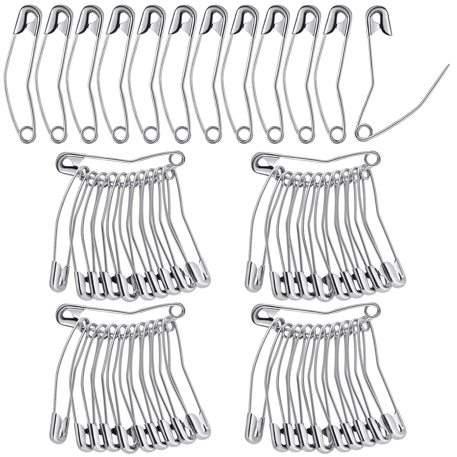Photo 1 of 200 Pcs Curved Safety Pins 2 Inch Quilting Basting Pin Bent Safety Pins for Quick Basting Knitting and Quilting, Silver