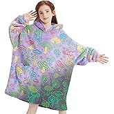 Wearable Blanket Hoodie for Kids Oversized Sherpa Blanket Hoodie for Kids Boys Girls Teens 6-13YR,Glow in The Dark Mushroom