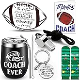 Nitial 6 Pcs Football Coach Gifts Set for Men Christmas Appreciation Gifts Include Football Tumbler Socks Keychain Whistle Acrylic Sign Thank You Card Ideal Sport Coaching Accessories