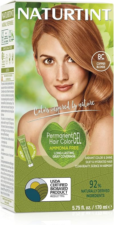Naturtint Permanent Hair Colour 8C Copper Blond Ammonia-Free 100% Grey Coverage