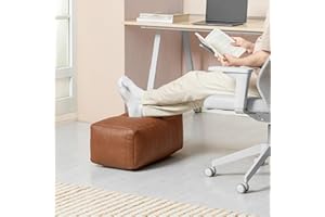 Anji Mountain 100% Handmade & Handcrafted Comfortable Home Décor Pouf Ottoman Footrest for Living Room, Bedroom, Nursery, Kidsroom, Patio Furniture - (22" x 12" x 10" - Camel)