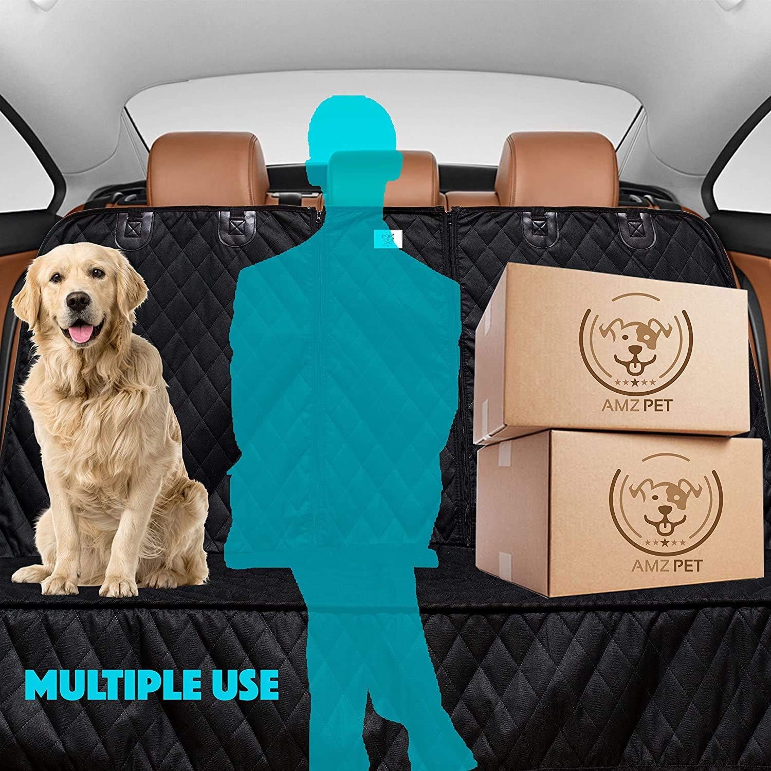 AMZPET ISOFIX Dog Car Seat Cover, Waterproof, Scratch-proof, Non-Slip, Washable (133 x 56 cm), Black - Image 4