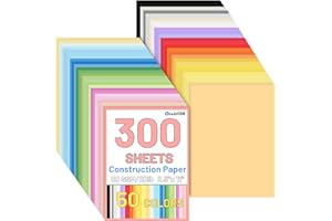 50 Colors Construction Paper 300 PCS, 8.5x11 in Bulk Colored Paper for Crafts - 80GSM Thick Cardstock for Printing, Layering,