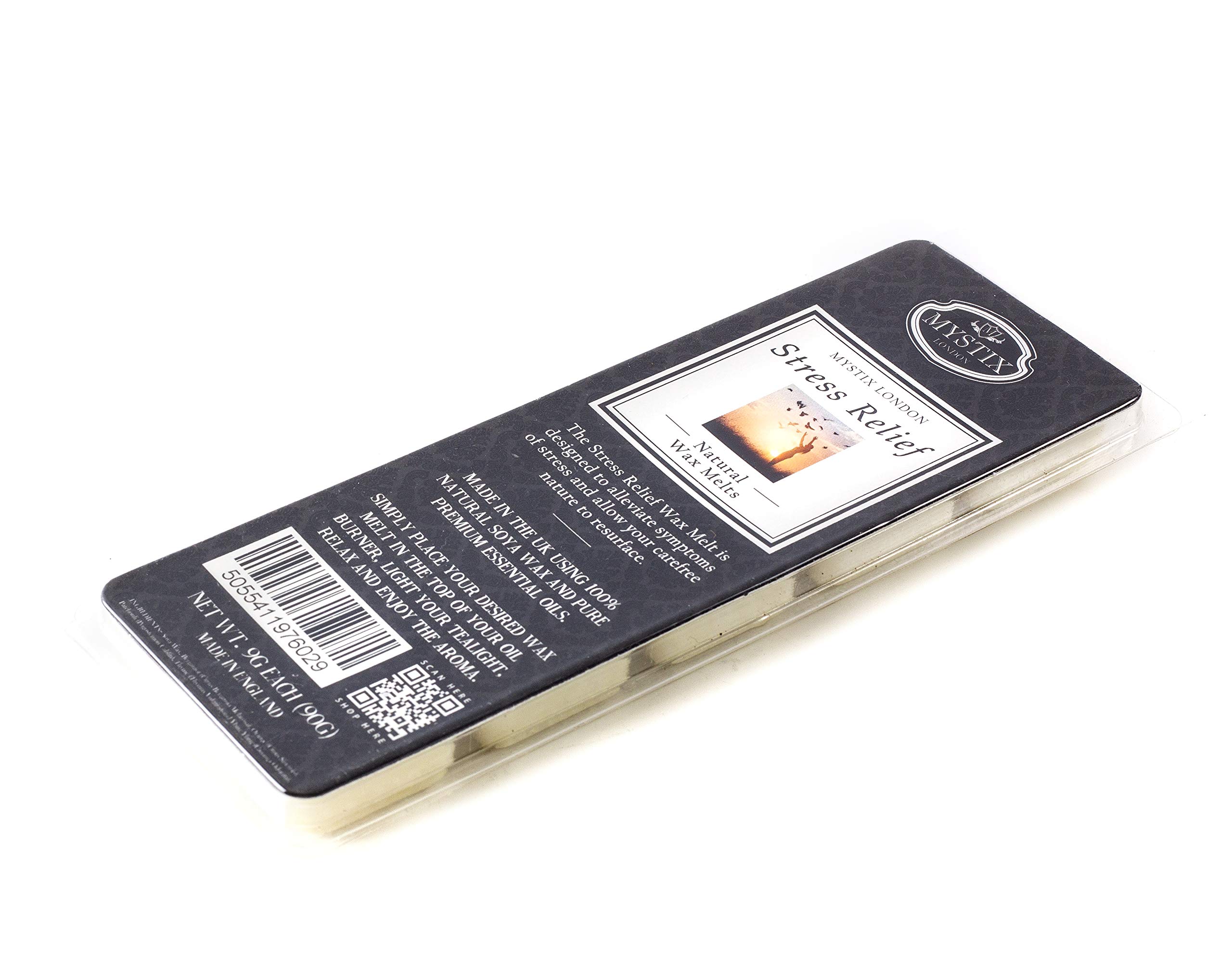 Mystix London | Stress Relief - Wax Melts Clamshell 5 x 90g (50 Cubes) | 100% Natural SOYA Wax | Long-Lasting Fragrance for Aromatherapy & Soothing Atmosphere