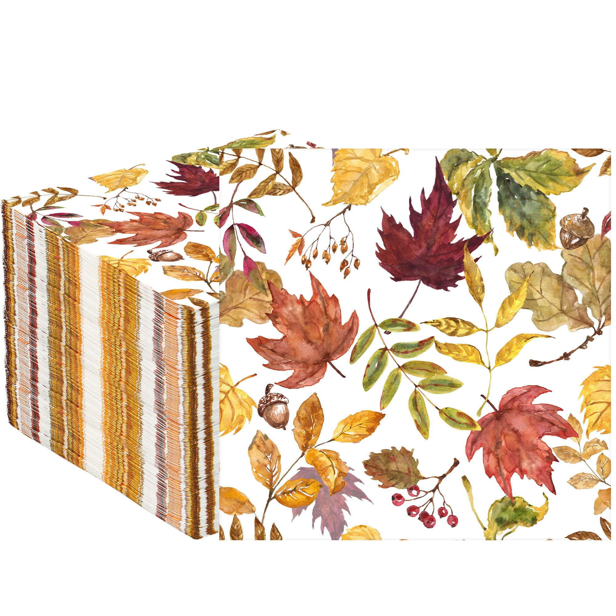 Photo 1 of 100 Pcs Fall Leaves Party Napkins Maple Leaf Paper Napkin 3 Ply Autumn Disposable Napkins Fall Leaf Luncheon Dinner Napkin for Thanksgiving Autumn Harvest Home Kitchen Party Supplies, 6.5 x 6.5 Inch