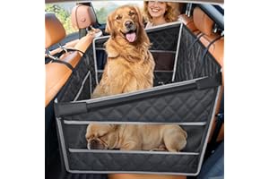 Gimars Upgrade Dog Car Seat for Large Medium Size Dogs, Waterproof Hard Bottom Back Seat Extender for Pets, Half Hammock with