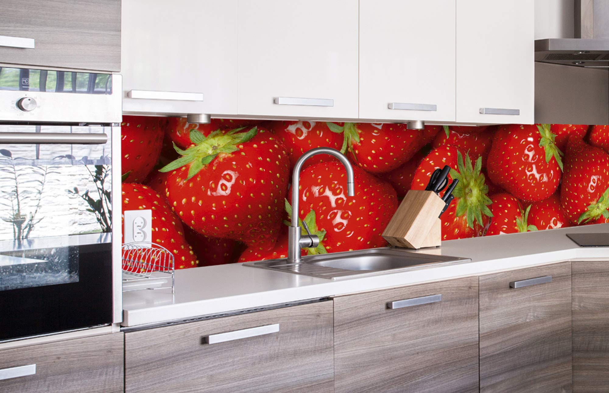 DIMEX LINE Peel and Stick Kitchen Backsplash Sticker Strawberries | Waterproof Decorative Wall Foil for Kitchen | Made in EU - 260.00 × 60.00 cm