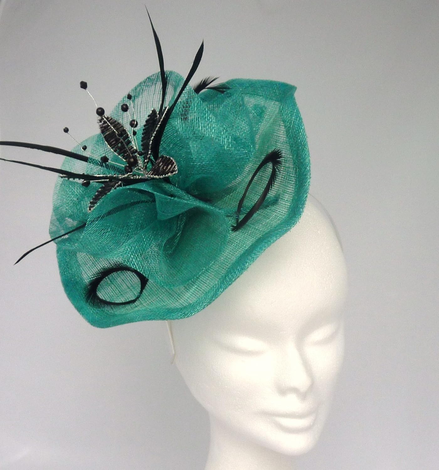 THE GRACE COLLECTION Pretty Jade Green & Black Fascinator Weddings