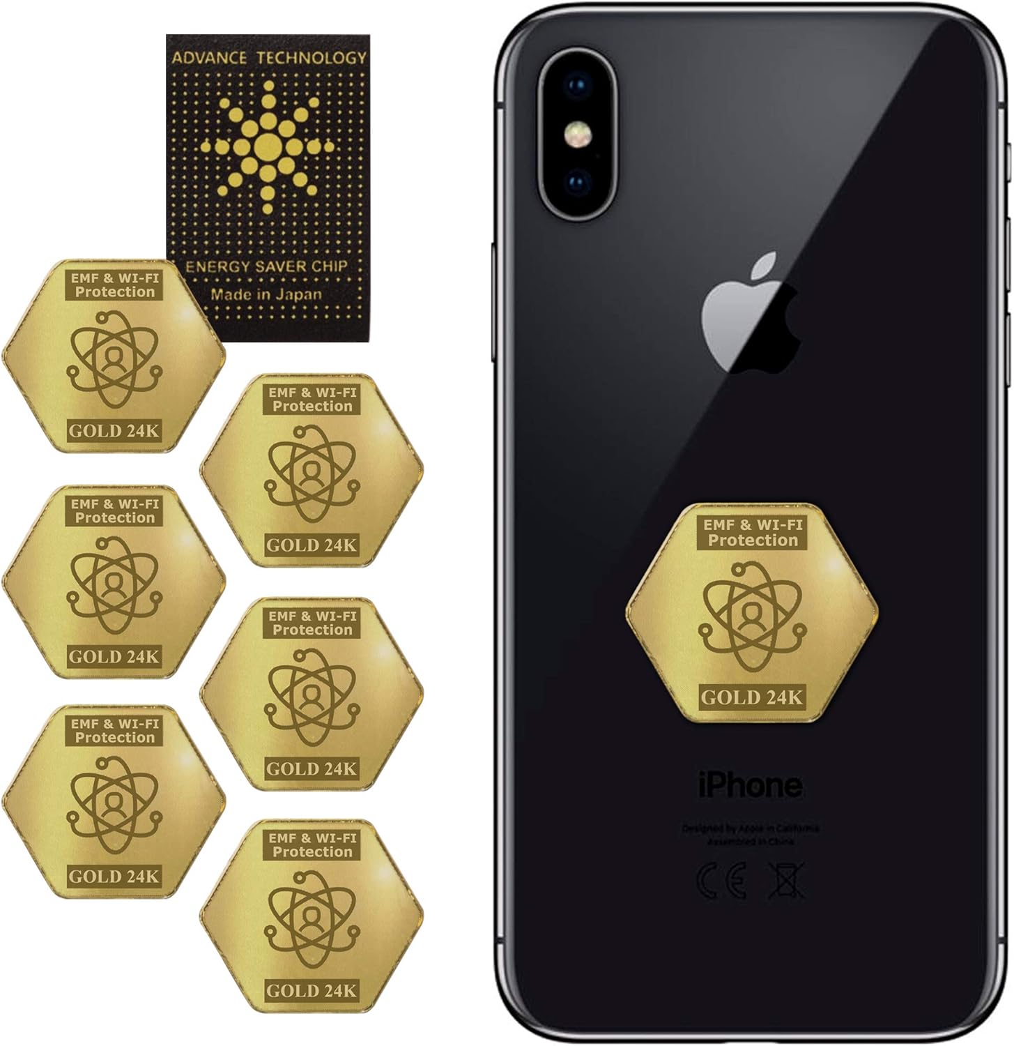 EMF&5G Blocker 6+1 pcs for Mobile Phones 2021 Latest Model – EMF Protection Cell Phone Stickers - 24K Gold EMF Pro Neutralizer - 5G Mobile Phone Protector - Anti-Radiation 7 Shilds for All Devices