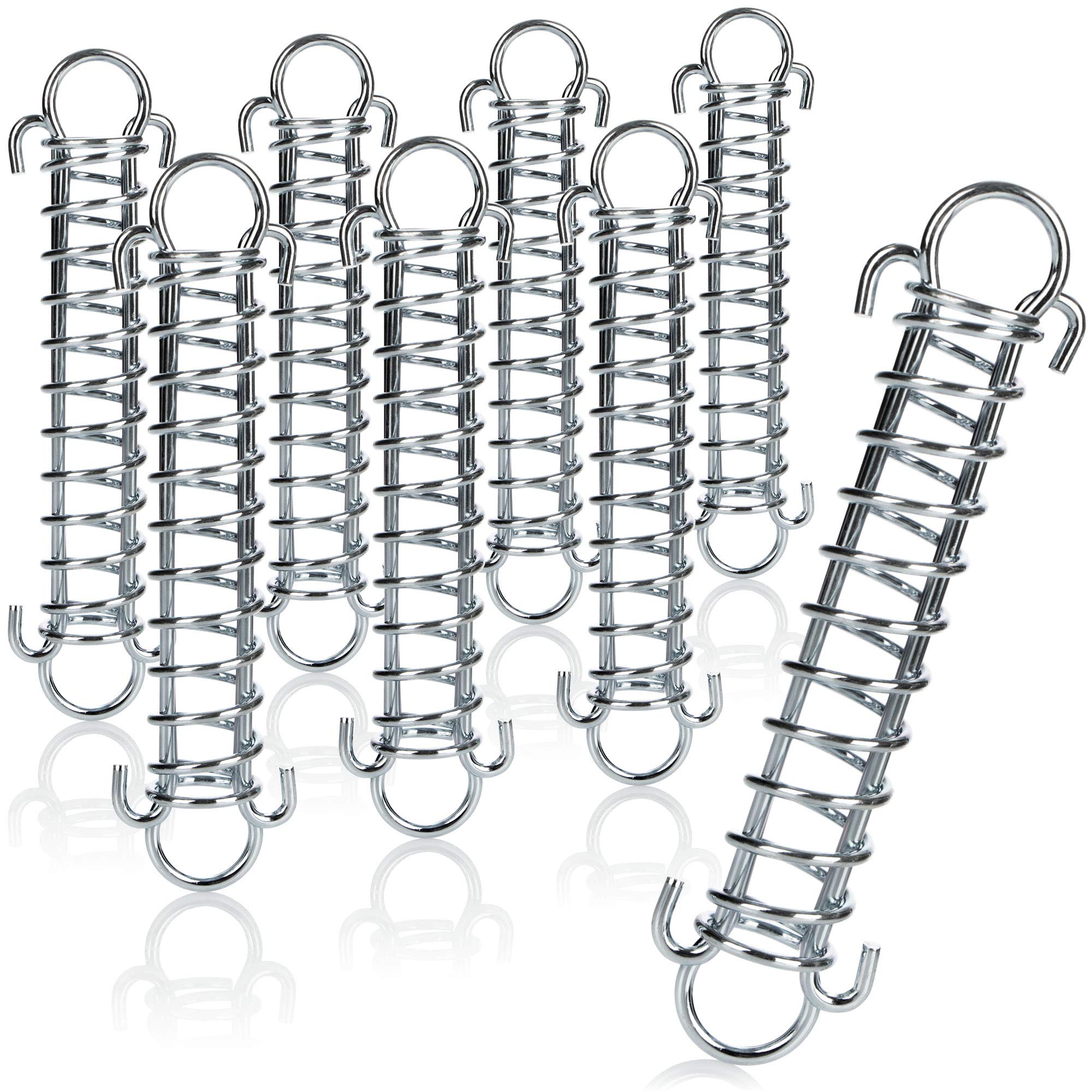 COM-FOUR® 8x tension spring with double hook - spring for tents, awnings, boats, caravans - fastening accessories - tension spring awning - steel spring (8 pieces of tension spring - 16 cm)