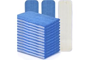 L LUKE SUPPLY MATTHEW 18'' Microfiber Spray Mop Replacement Pads Heads for Wet Dry Reusable Mops Floor Home Commercial Cleaning Refills, Machine Washable Fits Compatible with Bona Mop&Most Spray Mops Blue (12 Pack)