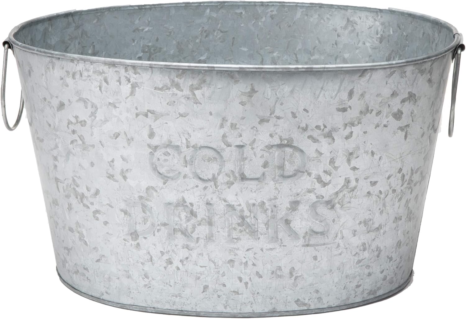 Mind Reader Round Galvanized Steel Beverage Tub with Handles, Party Basket for Drinks, Ice, Rustic Storage Container for Toys, Firewood, Crafting Supplies, Small, Silver