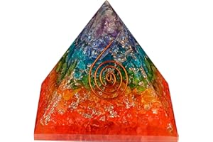 KARMAPLEDGE Healing Crystals Orgone Pyramid Gifts for Women, 7 Chakra Orgonite Pyramids for Meditation, Chakra Balance, Positive Energy, Success, Handmade Home and Office Decor, Birthday Gifts