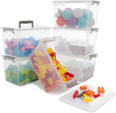 Citylife 6 Pack 5L Clear Storage Boxes with Lids 26x18x15 cm