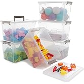 Citylife 6 Packs 6 QT Plastic Storage Bins with Latching Lids Clear Storage Box with handle Stackable Storage Containers for Organizing Snacks, Crafts, Toys, Tools