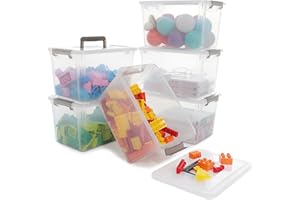 Citylife 6 Packs 5.3QT. Plastic Storage Bins with Latching Lids Clear Storage Box with handle Stackable Stoage Containers for