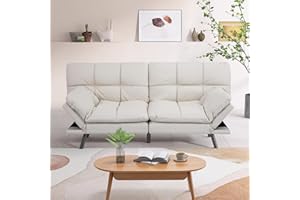 Cozysnooze Futon Sofa Bed,White Convertible Couch Memory Foam Futon Convertible Couch Bed Sofa Sleeper Love Seat Daybed Sofa for Living Spaces,Apartment,71''