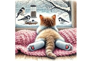 JAKI Cat Diamond Painting Kits for Adults Beginners-Animal Diamond Art Kit for Adults,5D DIY Gem Art Kits for Gift Home Wall Decor(14x14inch)