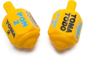 MEXART (5 Pack) Classic Mexican Pirinola Toma Todo Solid Plastic Peace 5 Yellow Colors Pack/Pirinola de Plastico Solida