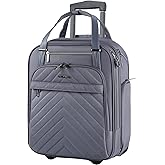 VANKEAN Carry On Underseat 16-inch Multi-functional Underseater Lightweight Overnight Suitcase with Wheels, Roller Case for Men Women Travel Business, Dark Grey