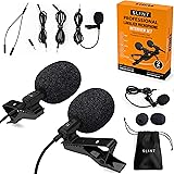 Slint Lavalier Lapel Microphone- Two Clip On Microphones with Omnidirectional Condenser- Wireless Lav Mic Compatible with iPh