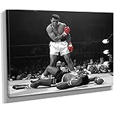 The Knockout Moment - The Greatest of All Time Canvas Wall Art Print Knockout Black and White and Red Wall Art Home Decor (45in x 30in Gallery Wrapped)