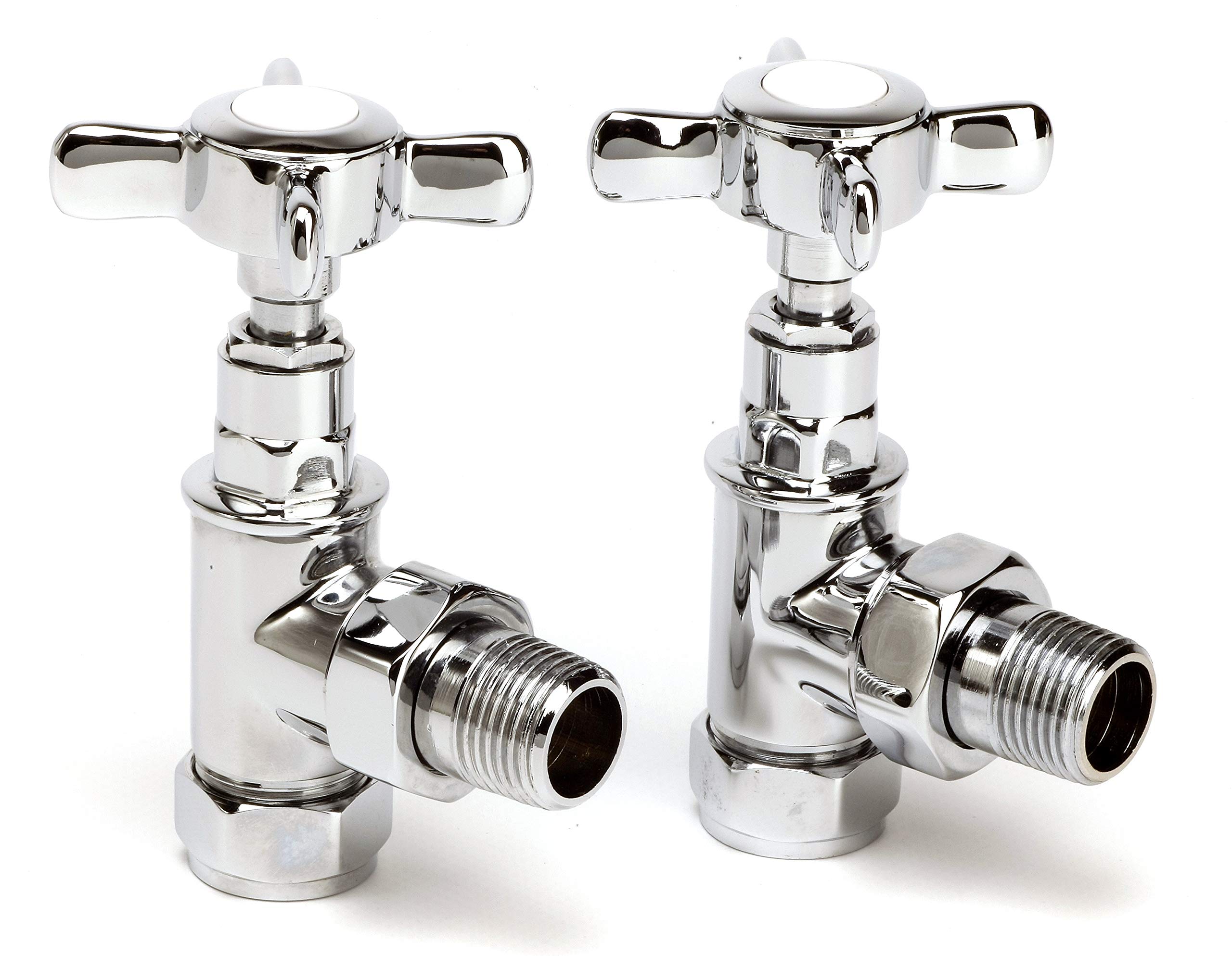 Genoa Traditional Chrome Angled Radiator & Towel Rail Valves Central Heating and Column radiators