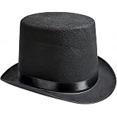 GiftExpress 6" Tall Black Magician Felt Top Hat for Adults, Butler Costume Top Hat, Ringmaster Hat, Steampunk Hat, Dress Up Party Hat