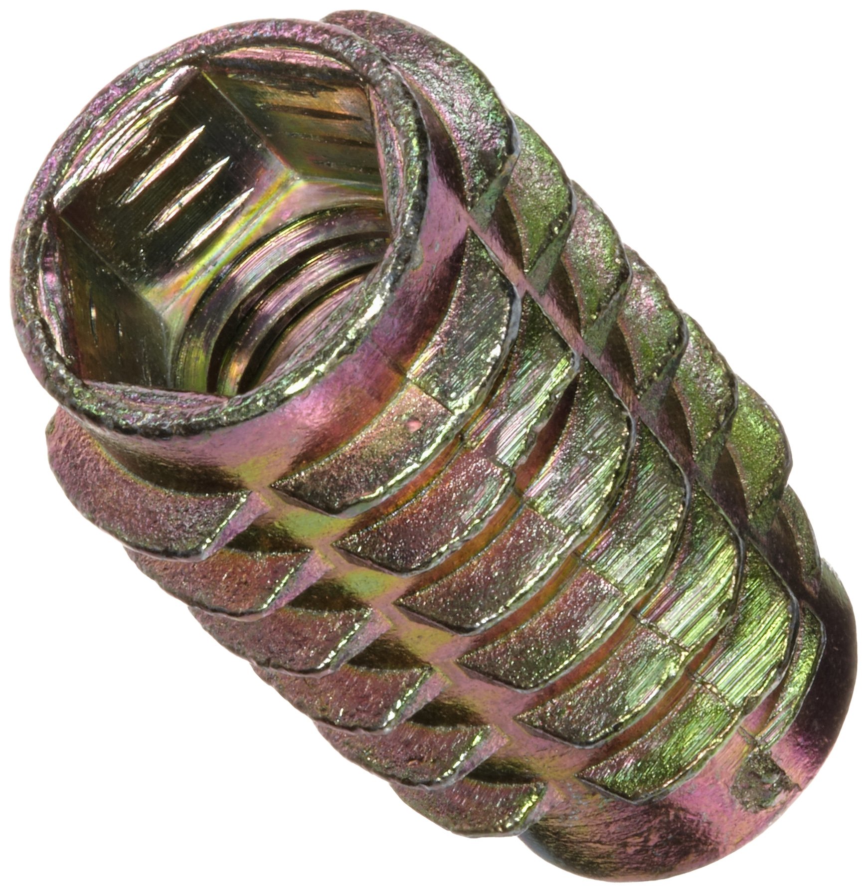 E-Z LOK Knife Threaded Insert for Soft Wood, Zinc Hex-Flush Thread Inserts 5/16-18 Internal Threads, 0.984" Length Pack of 25