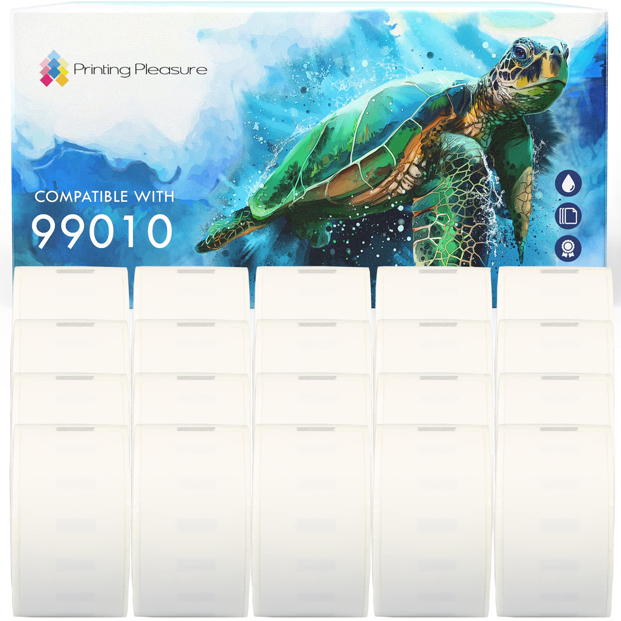 Printing Pleasure 20x Compatible with Seiko 99010 28mm x 89mm White Standard Address Labels Rolls (130 Labels per Roll) for LabelWriter 4XL 450 400 330 320 310 Twin Turbo Duo Seiko Printers