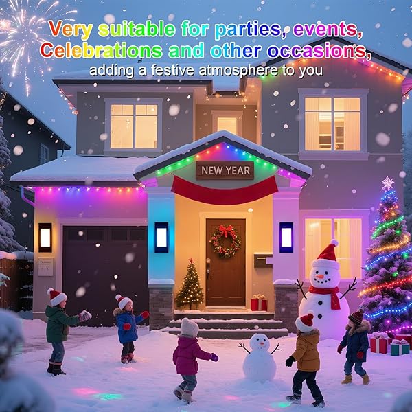 MODERN OUTDOOR WALL LIGHTS, 1500 LM SMART LED PORCH LIGHTS WITH 47 SCENE MODES, RGBCW EXTERIOR LIGHTING SCONCE, IP65 WATERPROOF, DIY COLOR EFFECTS FOR PATIO CHRISTMAS DECOR 1 PACK