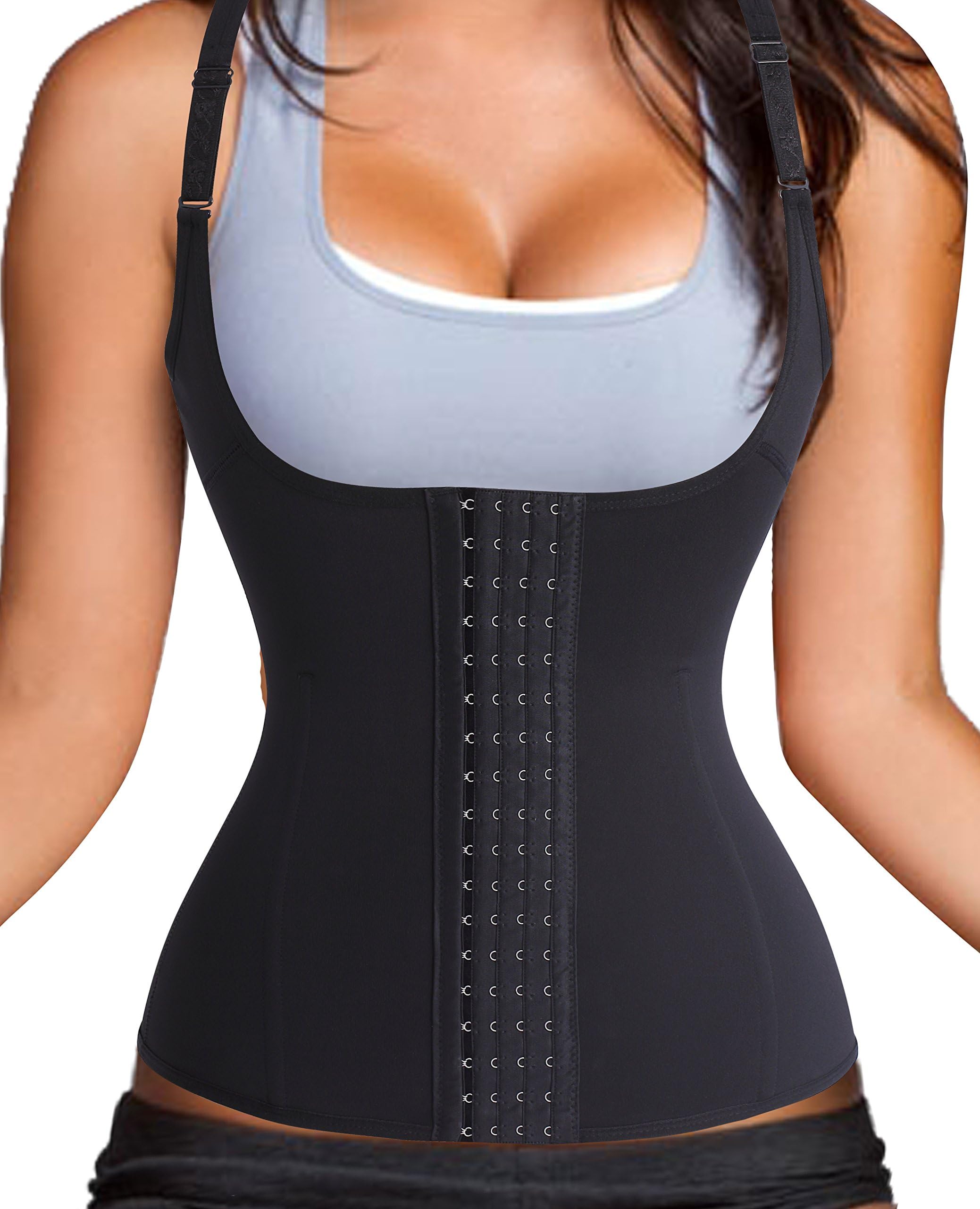 4 Rows Hook & Eyes 4 Steel Boned Slimmers Shapewear Plus Size Waist Trainer Corset Vest for Weight Loss