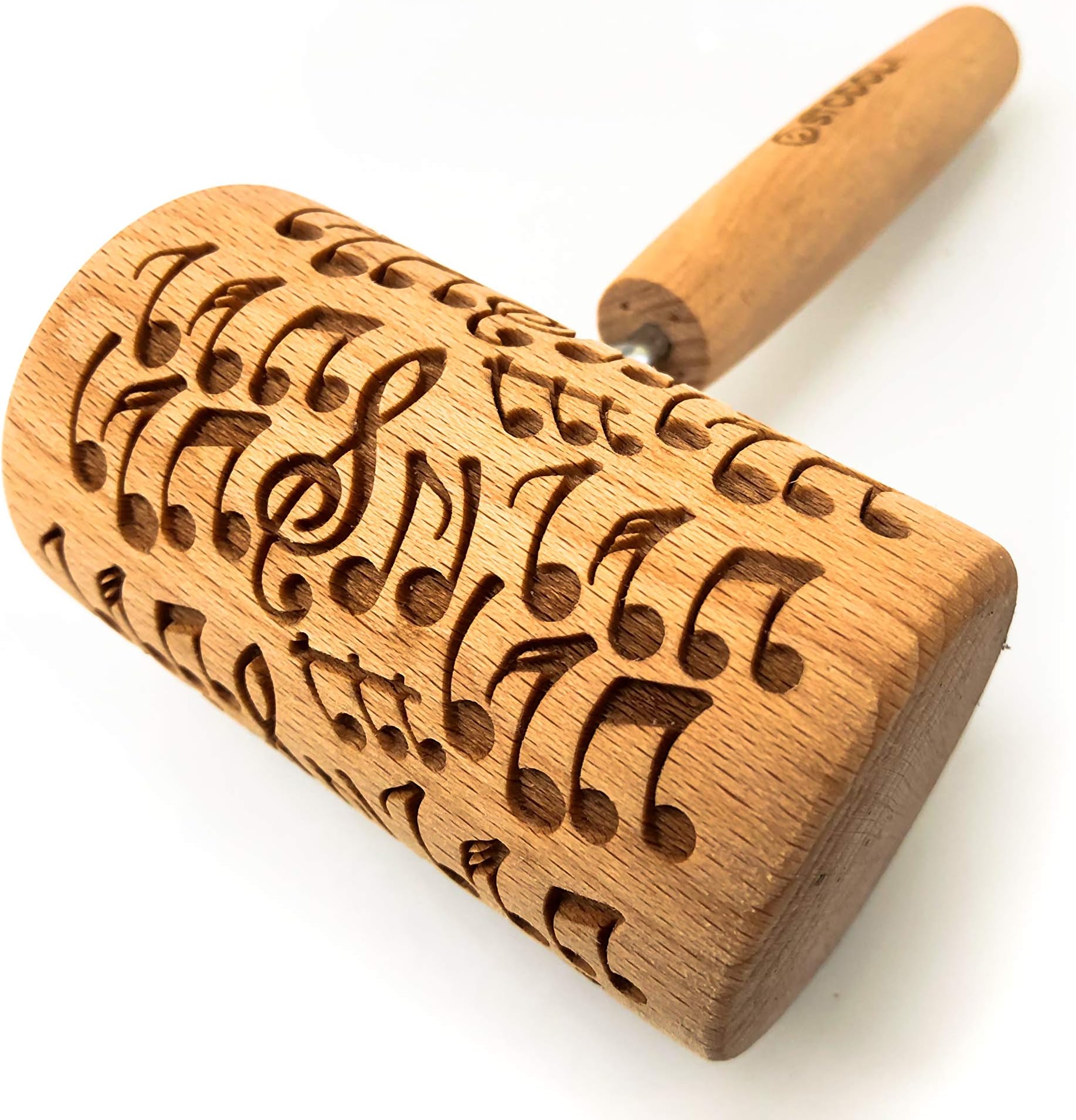 Engraved Mini Rolling Pin with Pattern for Embossed Cookies (CRAZY NOTES)