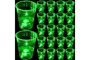 mishunyus Green Glow Cups, 16 oz Cups-Ounce Plastic Party Cups, Strong and Sturdy Disposable Cups for Party，St Patrick day Plastic Cups Decoration(40 Pack)