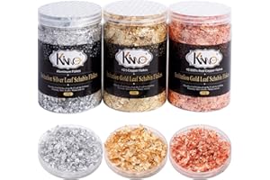 KINNO Gold Foil Flakes for Resin, 30g Gold Leaf Flakes for Nail Art, Painting, Crafts, Slime and Resin Jewelry Making (10g / Bottle)