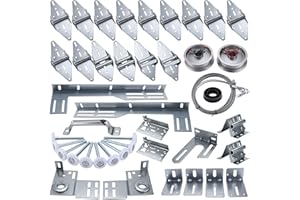 Patioer Garage Door Hardware Kit for 16' by 7' Overhead Doors - Fix Replace Garage Brackets, Hinges, Rollers, Drums, Cables, 