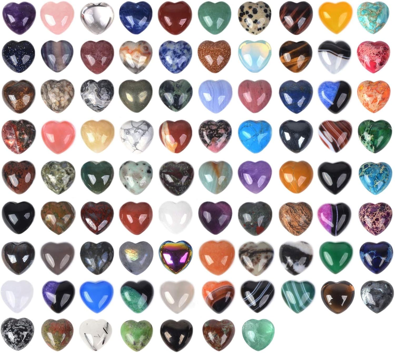 Indoor Fountains & Accessories - Justinstones Assorted Gemstone Mini 20mm Puffy Heart Healing Crystal Pocket Stone Rock Collection Box (Pack of 24)